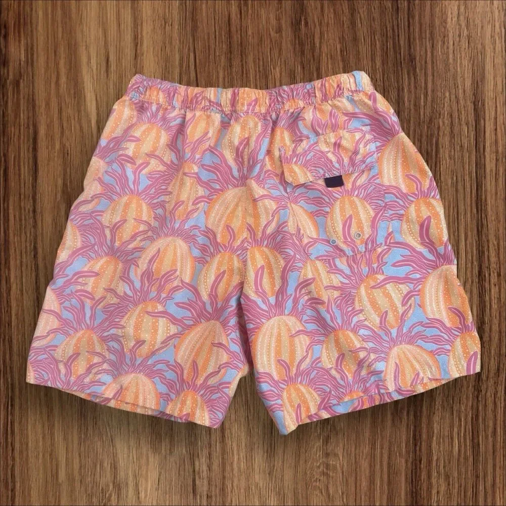 Vineyard Vines‎ Swim Shorts Mens L Sea Urchin Chappy Orange Pink Floral Trunks